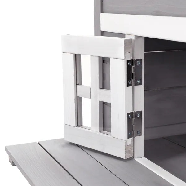 3-Tier Feral Cat House Outdoor Kitten Condo with Raised Floor Asphalt Roof Escape Door Jumping Platform Gray - product image 12