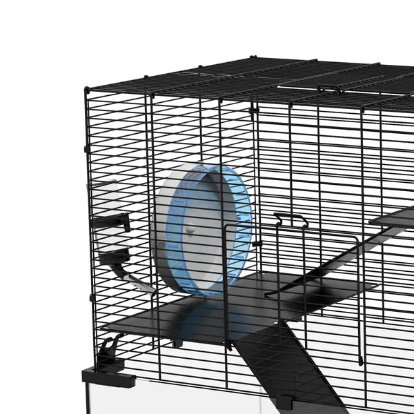PawHut 3-Tier Hamster Cage with Wheel Water Bottle Food Bowl for Small Hamsters Black - product image 9