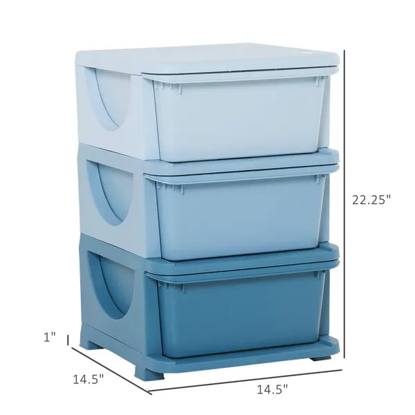3 Tier Kids Toy Storage Organizer with Drawers, Blue, Chest for Bedroom, Kindergarten, Living Room, for Boys and Girls - product image 3