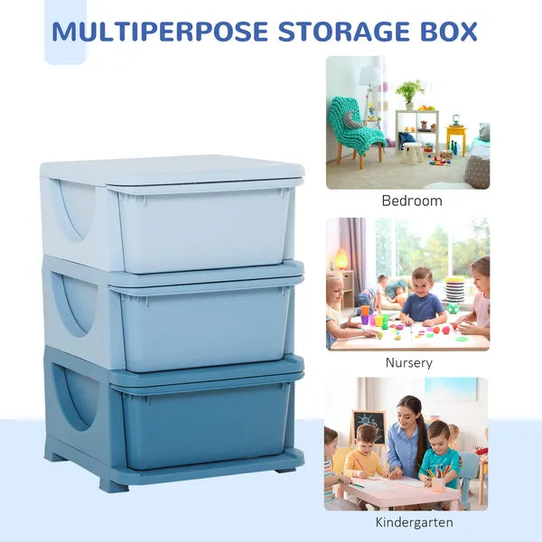 3 Tier Kids Toy Storage Organizer with Drawers, Blue, Chest for Bedroom, Kindergarten, Living Room, for Boys and Girls - product image 6