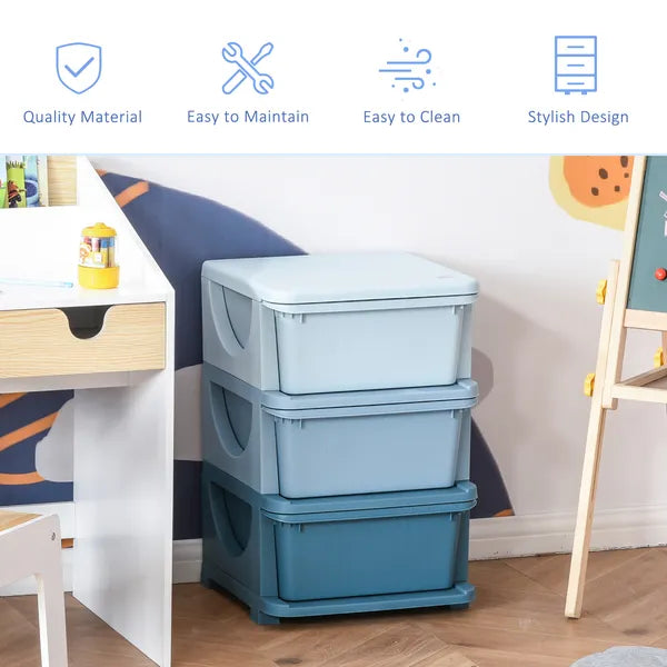 3 Tier Kids Toy Storage Organizer with Drawers, Blue, Chest for Bedroom, Kindergarten, Living Room, for Boys and Girls - product image 4