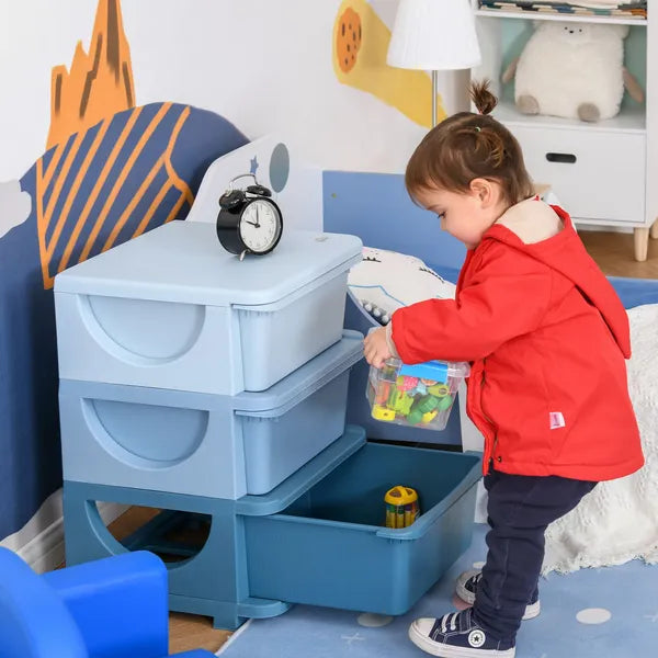3 Tier Kids Toy Storage Organizer with Drawers, Blue, Chest for Bedroom, Kindergarten, Living Room, for Boys and Girls - product image 2