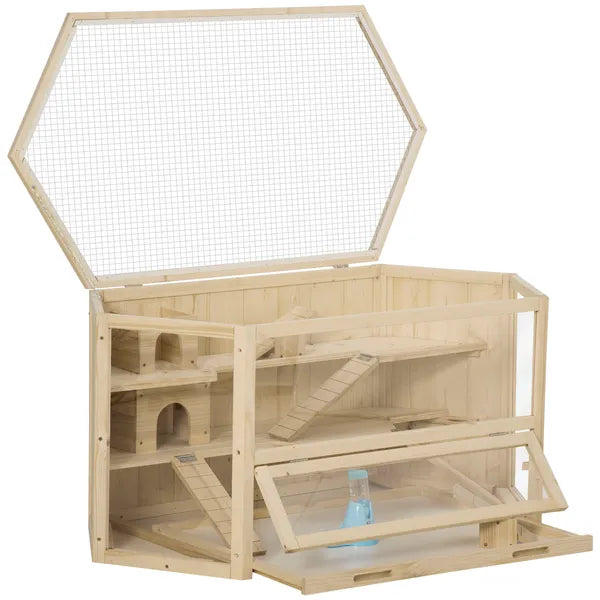 3 Tier Large Wooden Hamster Cage with Slide Activity Center Ladder Feeding Bowl - product image 12