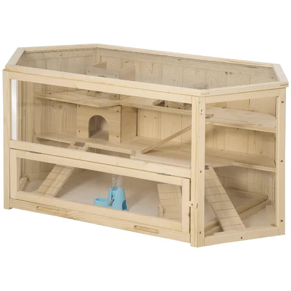 3 Tier Large Wooden Hamster Cage with Slide Activity Center Ladder Feeding Bowl - product image 13
