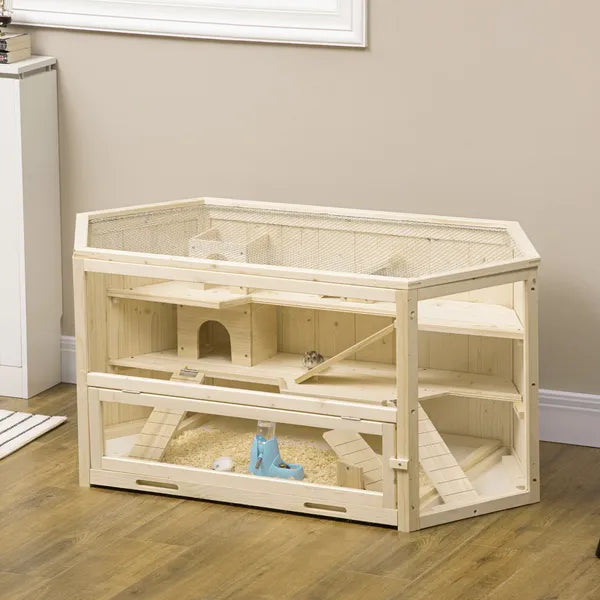 3 Tier Large Wooden Hamster Cage with Slide Activity Center Ladder Feeding Bowl - product image 8
