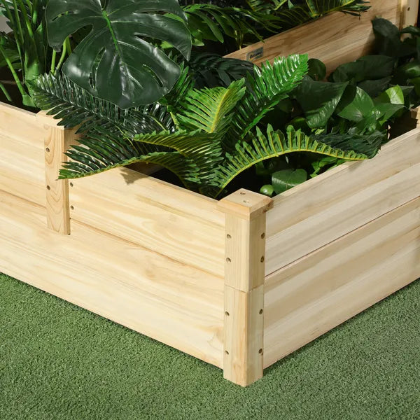 3 Tier Raised Flower Bed Outdoor Planter Box Wooden Garden Bed, Open Bottom for Plants, 42.5"x34.75"x14.25", Natural - product image 7