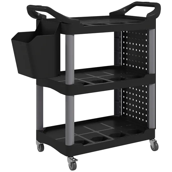 3-Tier Rolling Tool Cart, 200 LBS Capacity Plastic Utility Cart with Side Shelf and Bucket, Black and Light Gray - product image 12