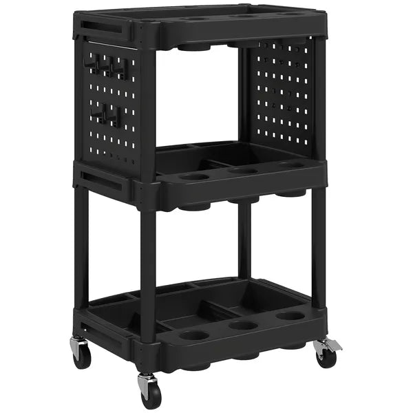 HOMCOM 3-Tier Rolling Tool Cart, 200 LBS Capacity Plastic Utility Cart with Side Shelves for Garage, Workshop, Black - product image 12