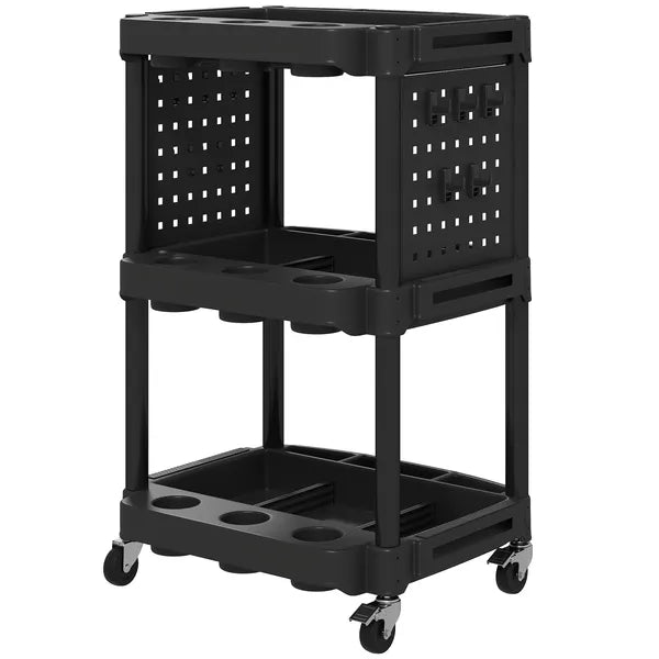 HOMCOM 3-Tier Rolling Tool Cart, 200 LBS Capacity Plastic Utility Cart with Side Shelves for Garage, Workshop, Black - product image 1