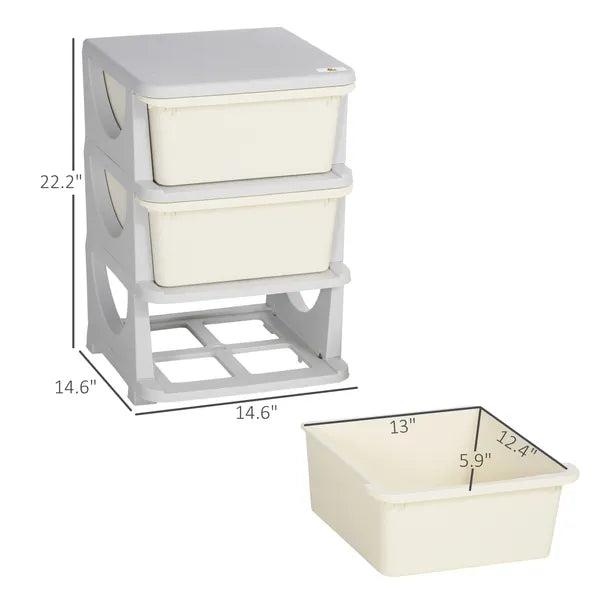 3-Tier Toy Storage Organizer, Spacious Drawers Chest for Bedroom, Nursery, Living Room, Durable for Toddlers, Cream White - product image 3
