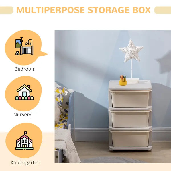 3-Tier Toy Storage Organizer, Spacious Drawers Chest for Bedroom, Nursery, Living Room, Durable for Toddlers, Cream White - product image 6
