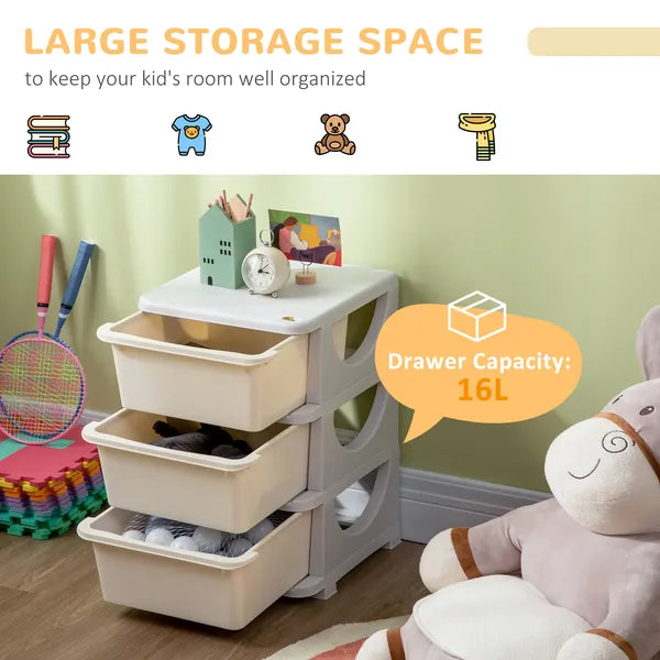 3-Tier Toy Storage Organizer, Spacious Drawers Chest for Bedroom, Nursery, Living Room, Durable for Toddlers, Cream White - product image 4