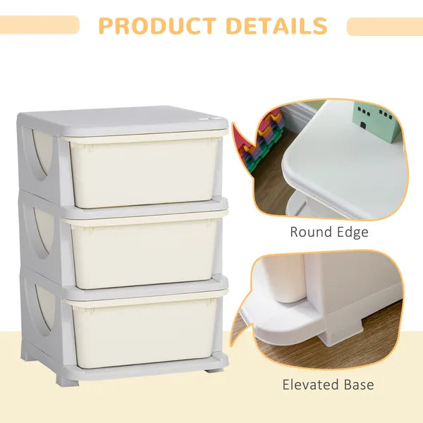 3-Tier Toy Storage Organizer, Spacious Drawers Chest for Bedroom, Nursery, Living Room, Durable for Toddlers, Cream White - product image 5