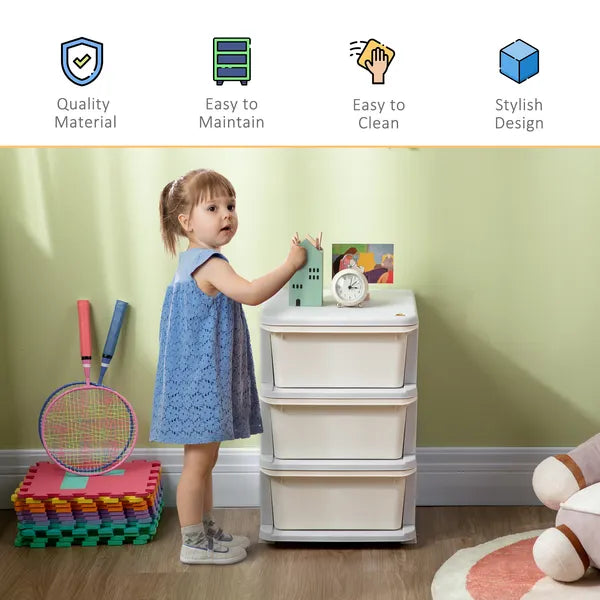 3-Tier Toy Storage Organizer, Spacious Drawers Chest for Bedroom, Nursery, Living Room, Durable for Toddlers, Cream White - product image 7