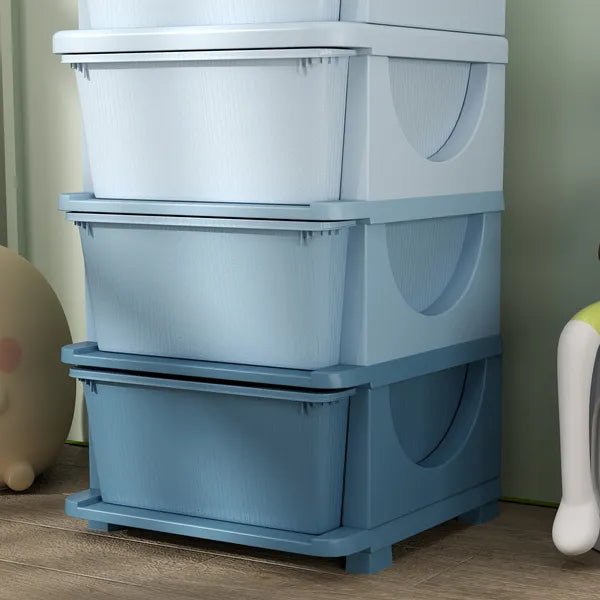 Qaba 30" 4 Tier Kids Storage Unit Dresser Tower w/ 4 Drawers, Blue - product image 9