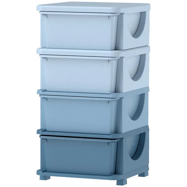 Qaba 30" 4 Tier Kids Storage Unit Dresser Tower w/ 4 Drawers, Blue - product image 1