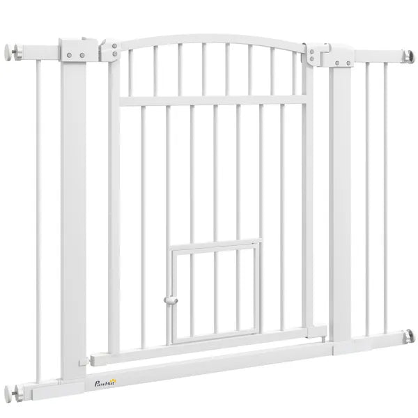 30"-41" Extra Wide Walk Through Dog Gate with Cat Door, 3-Inch and 5.5-Inch Extension Kits, 30" High - product image 1