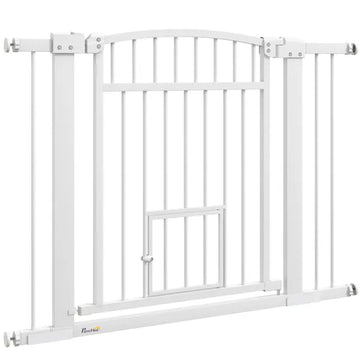 30"-41" Extra Wide Walk Through Dog Gate with Cat Door, 3-Inch and 5.5-Inch Extension Kits, 30" High - product image 1