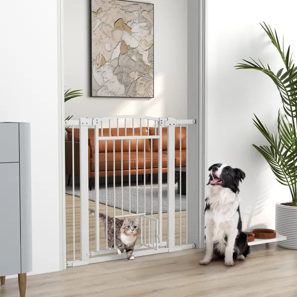 30"-41" Extra Wide Walk Through Dog Gate with Cat Door, 3-Inch and 5.5-Inch Extension Kits, 30" High - product image 2