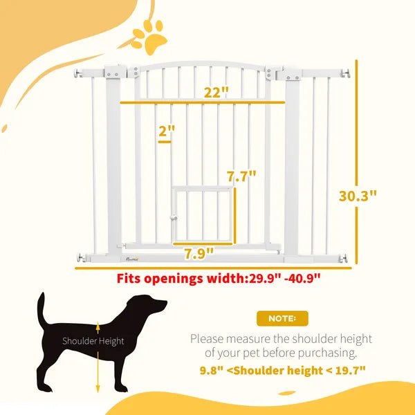 30"-41" Extra Wide Walk Through Dog Gate with Cat Door, 3-Inch and 5.5-Inch Extension Kits, 30" High - product image 3