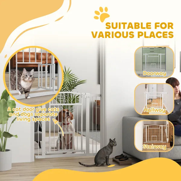 30"-41" Extra Wide Walk Through Dog Gate with Cat Door, 3-Inch and 5.5-Inch Extension Kits, 30" High - product image 5