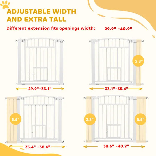 30"-41" Extra Wide Walk Through Dog Gate with Cat Door, 3-Inch and 5.5-Inch Extension Kits, 30" High - product image 4