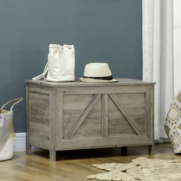 30 Inch Farmhouse Lift Top Storage Bench with Safety Hinge, Gray - product image 2