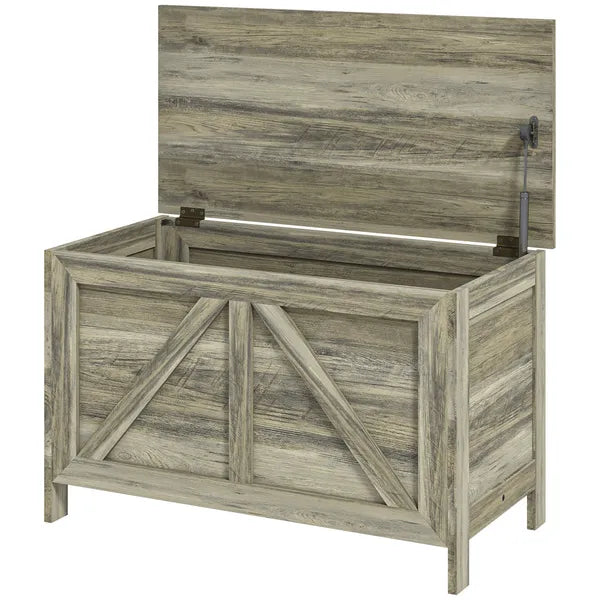 30 Inch Farmhouse Lift Top Storage Bench with Safety Hinge, Gray - product image 11