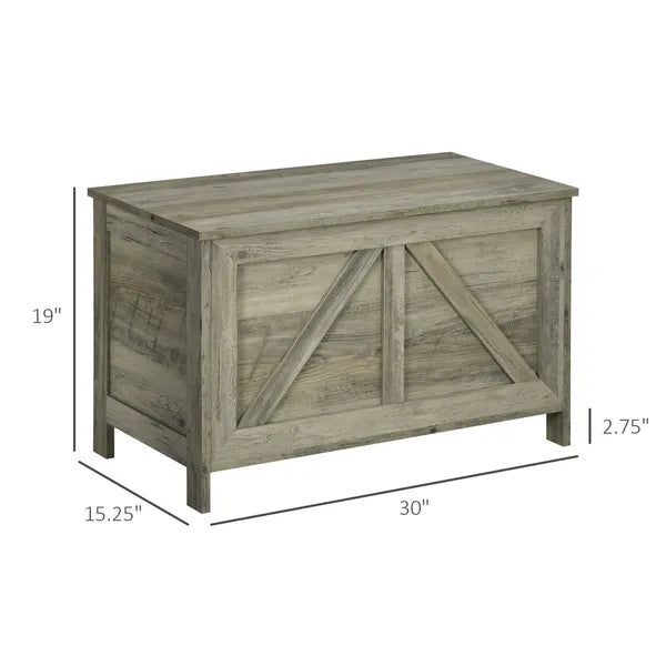 30 Inch Farmhouse Lift Top Storage Bench with Safety Hinge, Gray - product image 3