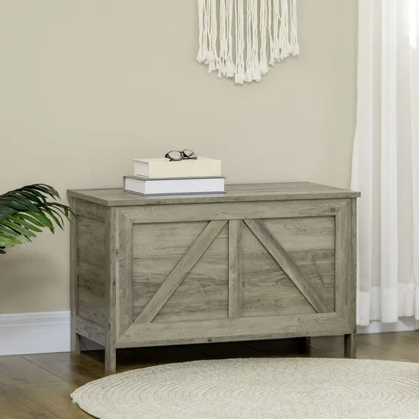 30 Inch Farmhouse Lift Top Storage Bench with Safety Hinge, Gray - product image 10