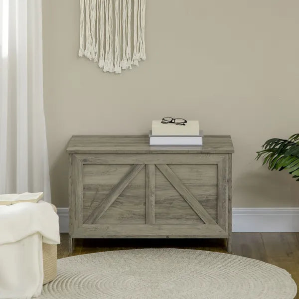30 Inch Farmhouse Lift Top Storage Bench with Safety Hinge, Gray - product image 8