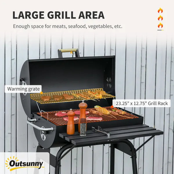 Outsunny 30 Inch Portable Charcoal Barbecue Grill with Wheels Outdoor Barbecue with Adjustable Charcoal Rack, Storage Shelf, for Garden Camping Picnic - product image 4