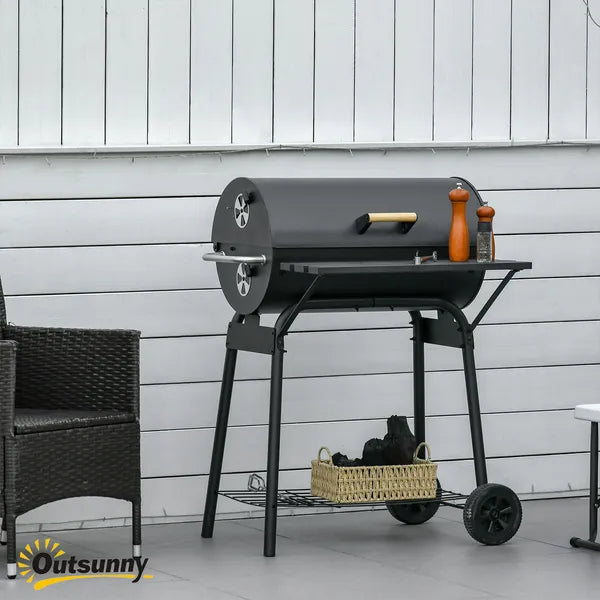 Outsunny 30 Inch Portable Charcoal Barbecue Grill with Wheels Outdoor Barbecue with Adjustable Charcoal Rack, Storage Shelf, for Garden Camping Picnic - product image 12