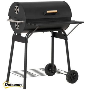Outsunny 30 Inch Portable Charcoal Barbecue Grill with Wheels Outdoor Barbecue with Adjustable Charcoal Rack, Storage Shelf, for Garden Camping Picnic - product image 1