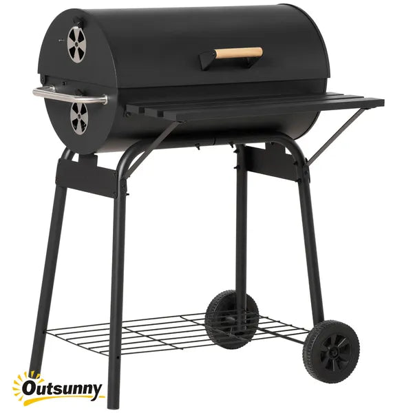 Outsunny 30 Inch Portable Charcoal Barbecue Grill with Wheels Outdoor Barbecue with Adjustable Charcoal Rack, Storage Shelf, for Garden Camping Picnic - product image 1