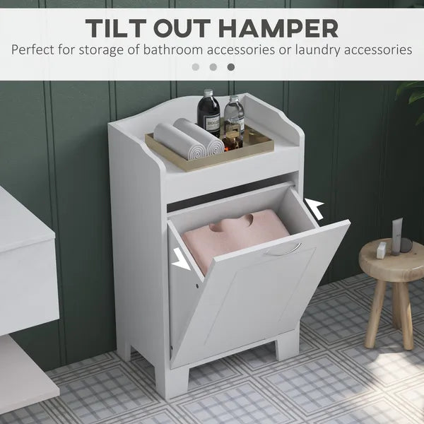 HOMCOM 31" Tilt Out Laundry Hamper, Free Standing Bathroom Storage Cabinet, Home Organizer, White - product image 4