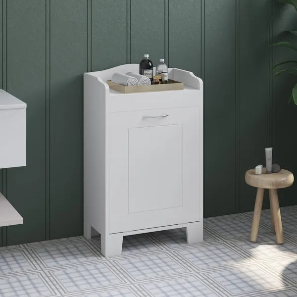 HOMCOM 31" Tilt Out Laundry Hamper, Free Standing Bathroom Storage Cabinet, Home Organizer, White - product image 2