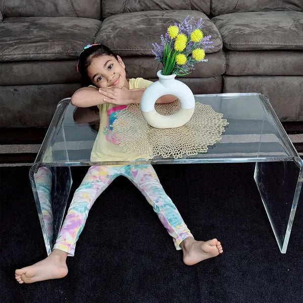 HOMCOM 32 Inch Clear Acrylic Coffee Table, 0.5In Thick C-Shape Waterfall End Coffee Table, Multipurpose Lucite Tea Table for Living Room - product image 8