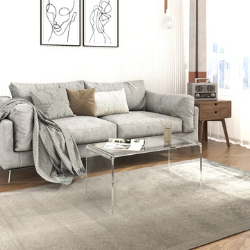 HOMCOM 32 Inch Clear Acrylic Coffee Table, 0.5In Thick C-Shape Waterfall End Coffee Table, Multipurpose Lucite Tea Table for Living Room - product image 2