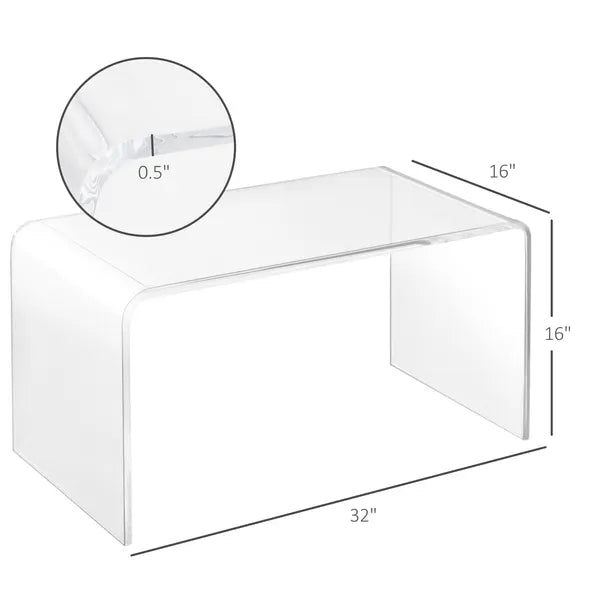 HOMCOM 32 Inch Clear Acrylic Coffee Table, 0.5In Thick C-Shape Waterfall End Coffee Table, Multipurpose Lucite Tea Table for Living Room - product image 3