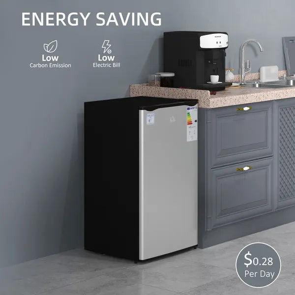 3.2 Cu.Ft Mini Fridge Freezer, Single Door with Adjustable Thermostat, Reversible Door for Dorm, Silver - product image 9