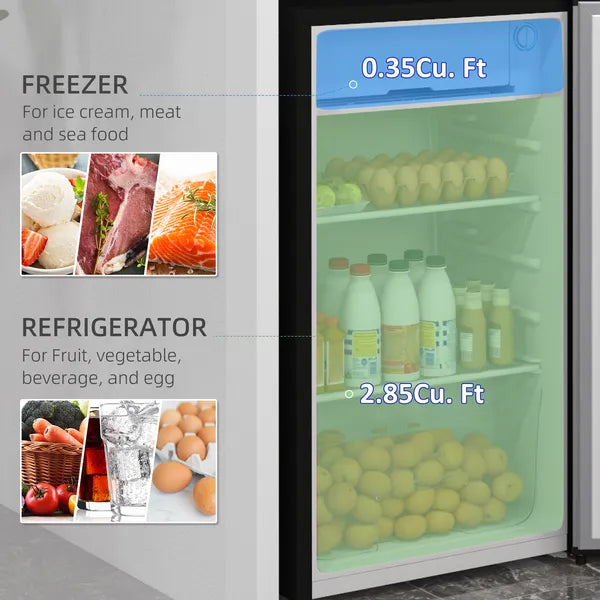 3.2 Cu.Ft Mini Fridge Freezer, Single Door with Adjustable Thermostat, Reversible Door for Dorm, Silver - product image 4