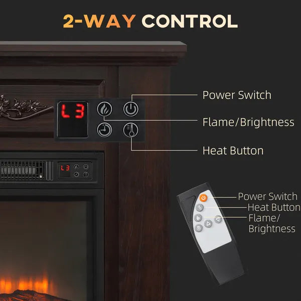 HOMCOM 32 Inch Electric Fireplace with Mantel 1400W Remote Control White - product image 5