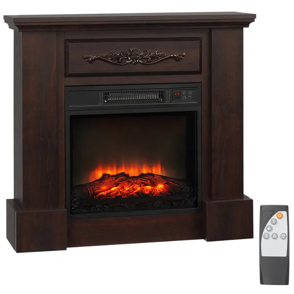 HOMCOM 32 Inch Electric Fireplace with Mantel 1400W Remote Control White - product image 1