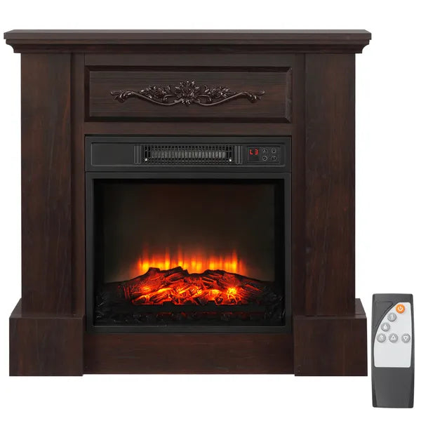 HOMCOM 32 Inch Electric Fireplace with Mantel 1400W Remote Control White - product image 11