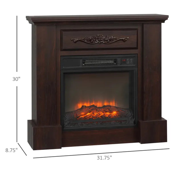 HOMCOM 32 Inch Electric Fireplace with Mantel 1400W Remote Control White - product image 3