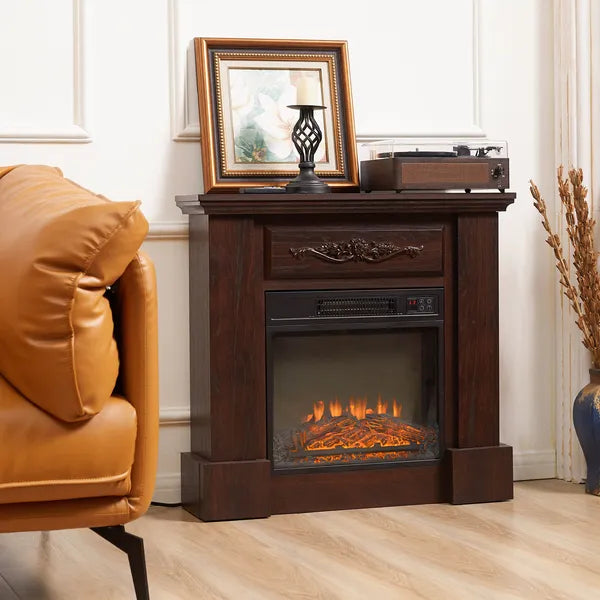 HOMCOM 32 Inch Electric Fireplace with Mantel 1400W Remote Control White - product image 10