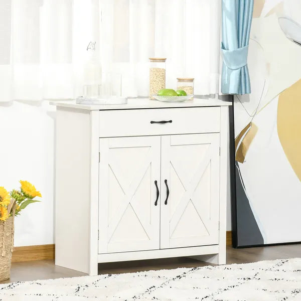 HOMCOM 32 Inch Farmhouse Sideboard Buffet Cabinet with Drawer, Barn Door Style Accent Cabinet Organizer for Kitchen, Living Room and Entryway - product image 10