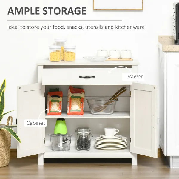 HOMCOM 32 Inch Farmhouse Sideboard Buffet Cabinet with Drawer, Barn Door Style Accent Cabinet Organizer for Kitchen, Living Room and Entryway - product image 4