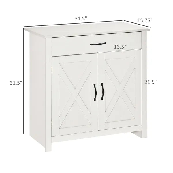 HOMCOM 32 Inch Farmhouse Sideboard Buffet Cabinet with Drawer, Barn Door Style Accent Cabinet Organizer for Kitchen, Living Room and Entryway - product image 3